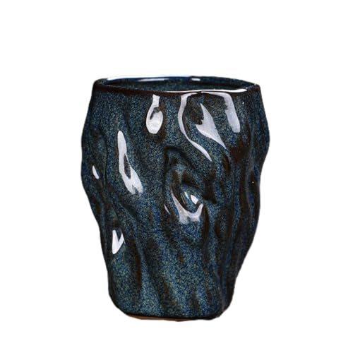 YlobdolY Taza de té de cerámica de 150 ml, taza de té china Kungfu sin asa, taza de café con leche vintage, tazas de café espresso, tazas asiáticas para adultos, azul profundo