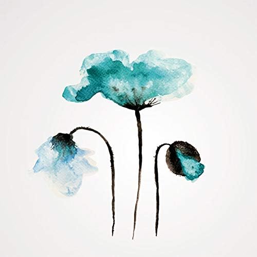 Walls By Me - Peel and Stick Poster Print White and Blue Floral Wall Art 3899-12in x 12in (31x31cm) -, Repositionable and Removable - Unframed