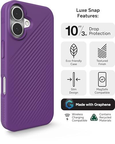 Coque iPhone 16 MagSafe ZAGG en graphène violet raisin antichoc