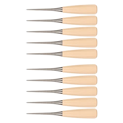 Stainless Steel Awl with Wooden Handle, Punch Stainless Steel Awl, Leather Scratch Awl for DIY Sewing, Book Binding