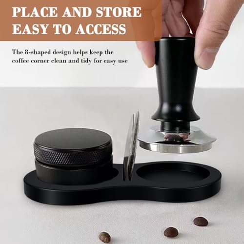 Image of Supvox Coffee Tamper Storage Stand 2 in 1 Silicone Base for 51-58mm Tamper & Distribution Tool, Silicone Organizer Dock Organizer, Espresso Coffee Machine Tools