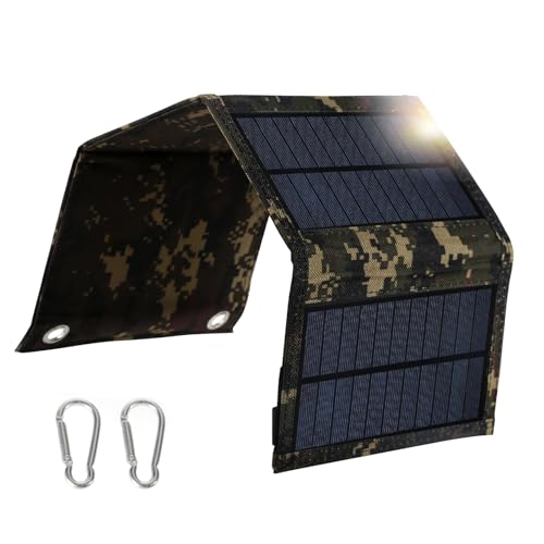 Jadeshay Panel Solar,20 W Cargador Solar Portátil Impermeable Placa Solar Plegable, Al Aire Libre...