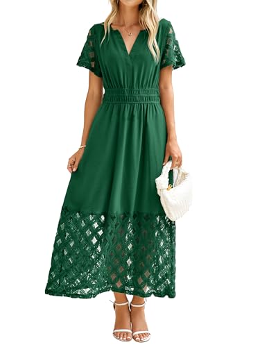 Image of Simplee Womens Summer Boho Maxi Dress V Neck Empire Waist Long Flowy Wedding Guest Dresses with Pockets