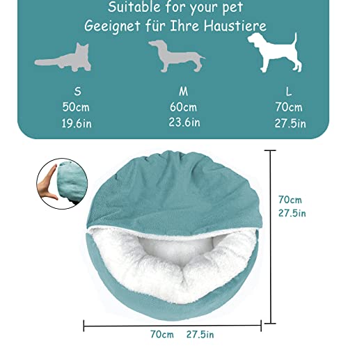 Peswety Xl Dog Bed Large Cat Beds Donut Large Pet Medium Cover Washable Clearance Snuggler Cuddle Soft Plush Attached Blanket Velvet Round Puppy(27.5In Green) #TOP5