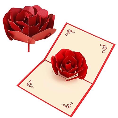 Mon3trYYDS Carte Pop Up Roses Saint Valentin de VœUx Pop-Up 3D D'anniversaire FéLicitations Pour les Femmes Amour MèRe, éPouse Et Petite Amie rouge Cover