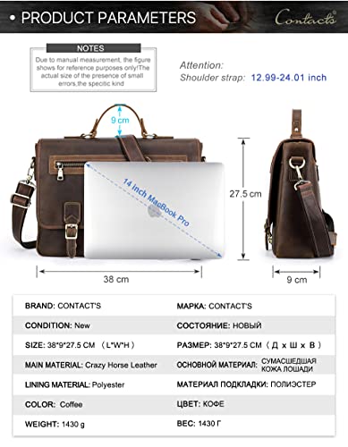 Retro leather cowhide mens crossbody bag, leather 14.2 inch handheld laptop bag business bag briefcase2