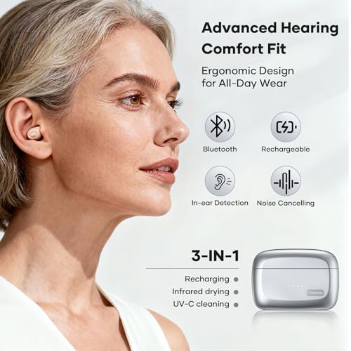 SyncTune Bluetooth Hearing Aids, Rechargeable OTC Hearing Aids Enables Phone Call & Music Streaming, in-Ear Detection to Avoid Whilsting, Auto UV Cleaning & Drying, 300H Backup Power - Image 3