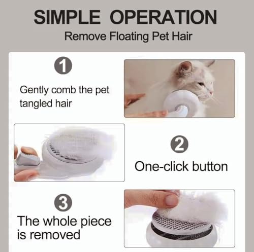 Image of Cat Brush Dog Brush, Designed To Remove Loose Fur, Tangles, Mats With Convenient Release Button Feature, Easly Removal Of Trapped Hair From Brush, Indoor Cats Dog Hair Grooming Tool, White