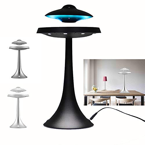 OPNIGHDYMD Magnetic levitation lamp，Suspension Bulb Suspension Light LED Light Wireless Power Table Lamp Retro Light Maglev Night Light Night Light for Home Bedroom and Office (Color : Black)