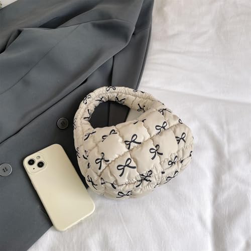 Image of Quilted MINI Handbag and Purses Women Puffer Nylon Hobo Cotton Padded Purse Work Travel Lightweight