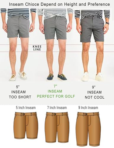 Image of COOFANDY Mens Golf Shorts 7 inch Inseam Lightweight Quick Dry Shorts Elastic Waistband with 3 Pockets UPF50