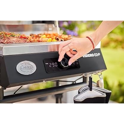 RÖSLE Elektrogrill BBQ-Portable Videro E2-P, tragbarer Tischgrill mit 2 Brennern, Warmhalterost und Deckel mit Glaseinsatz, pulverbeschichteter Stahl, schwarz/silbern – Bild 7