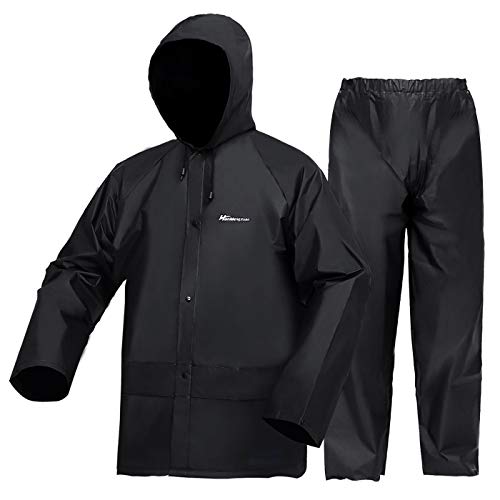 Work Wear Jacket and Trousers Set for Men/Women, Ultra-Lite Waterproof Raincoat Windproof Hooded Rainsuit Rain Gear