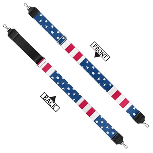 Image of GLENLCWE American Flag Print Wide Shoulder Strap Adjustable Replacement Belt Guitar Style Crossbody Bag USA Flag Handbag Strap Canvas Straps