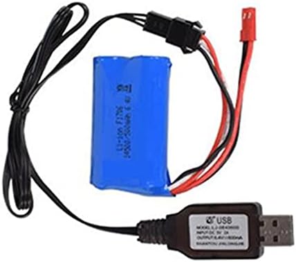 Rechargeable Lithium Battery 500mAh 6.4V JST+SM3P Plug for WLTOYS 18401 18402 RC Car Household Electric Appliances Lighting Equipment with USB Charging Cable