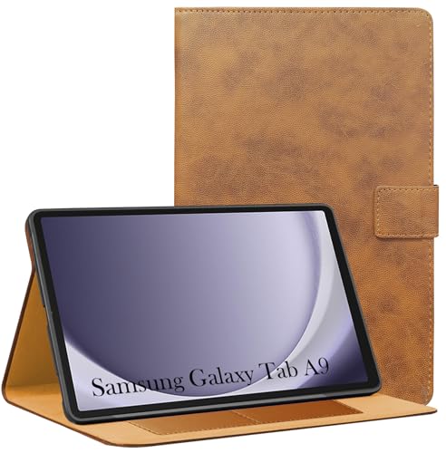 Jkobi Flip Cover Folio Cover for Samsung Galaxy Tab A9 8.7 Inch SM-X110/X115 (PU Matte Leather | Multi-Angle Smart Stand | Card Storage Slots | Silicone Back Pouch)