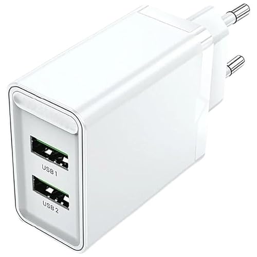 Cargador - Cargador de Pared 18W con 2 Puertos USB-A y una Salida de 3A. Ideal para Carga rápida y eficiente en Dispositivos móviles.*