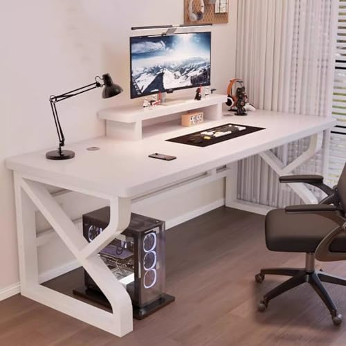 Bureau d'ordinateur minimaliste en bois massif avec support écran pour PC - 2