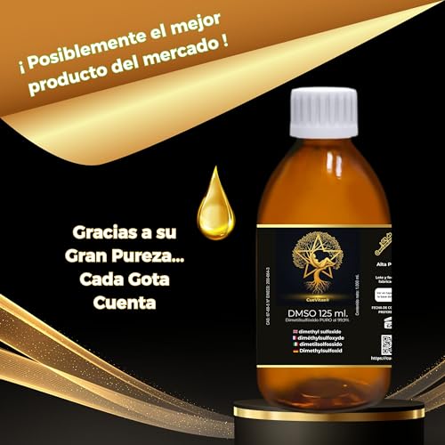 CueVitae® DMSO 125 ml | Dimetylosulfotlenek Maksymalna czystość: 99,9% | Europejska jakość | Opakowanie: ekologiczne szkło laboratoryjne | z uszczelką zabezpieczającą, zakraplaczem i kubkiem na