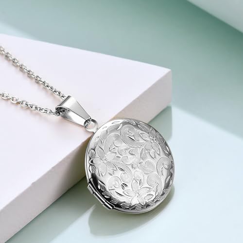 PHOCKSIN Locket Necklace for Women Black/Gold/Silver Locket Necklace for Girls Oval/Round/Heart Photo Necklace With Picture Inside Birthday Gifts for Women 7