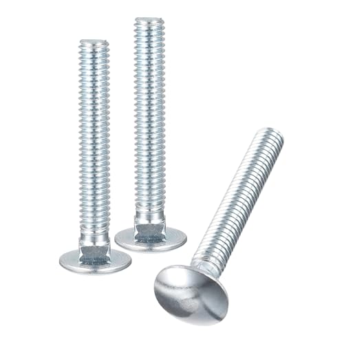 Image of uxcell 5 /16-18x2 Carriage Bolt, 6pcs Round Head Square Neck Screws, Carbon Steel Zinc Plated, Fully Threaded, Silver