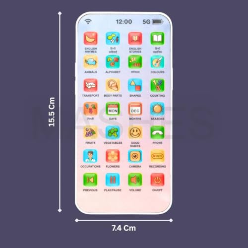 Image of RYLIVO MART Educational Phone Toy for 2-12 Years Kids 24 Modes Talking Baby Smart Phone Mobile Toy for Boys Girls Gift Birthday Surprise (Hindi & English Version) (MULTICOLOR)