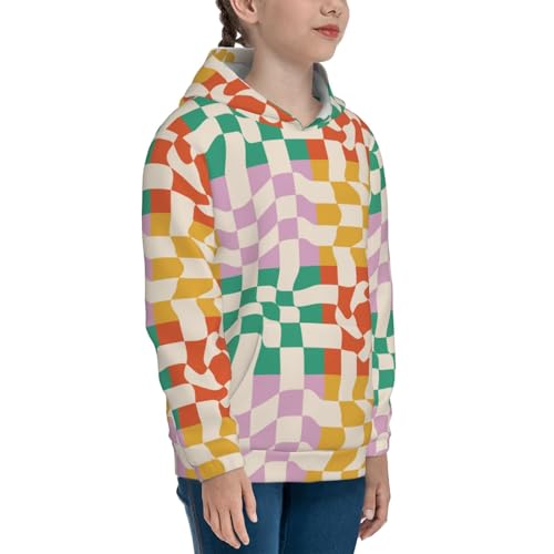 Wavy Checkerboard 1 Kids Pullover Hoodies Boys Sweatshirts Girls Athletic Clothes with Pocket3