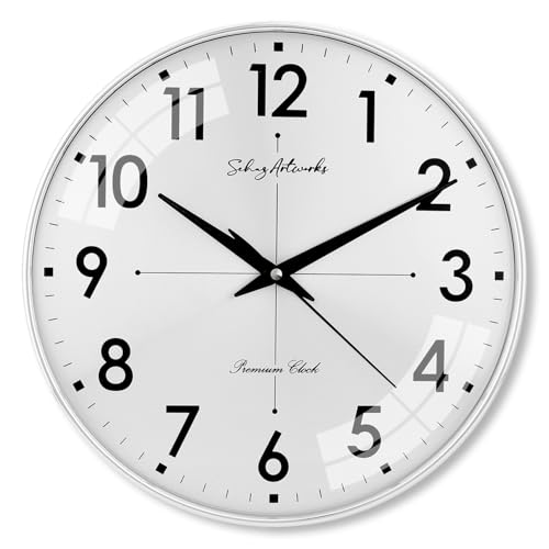 Image of Sehaz Artworks Wall Clock for Living Room Stylish | Traditional Wall Clock for Hall Big Size | Wall Watch for Living Room Stylish | Metal Dial - Silver 32x32 CM