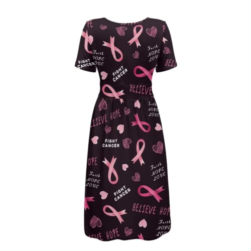Image of Women's Summer Dresses Short Sleeve Formal Dresses with Pockets | Lightweight polyester fabric delivers cool airflow during hot summer outdoor activities