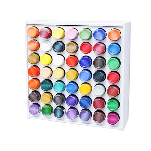 Image of 2 Packs 49 Holes Craft Paint Storage Organizer, Vertical Paint Rack Stand for Apple Barrel, Wall Mounted Paint Holder