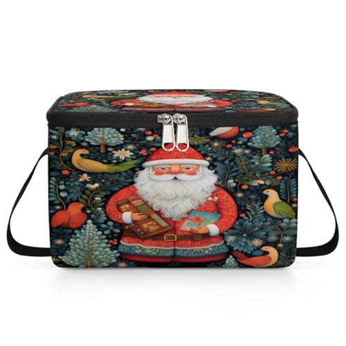 GzLeyigou Western Santa Claus Lunch Bags for Women Men 9 Cans, Hot & Cold Food Delivery Bag Insulated Grocery Bag Insulated Lunch Box Cooler Bag for Office Work Picnic Beach