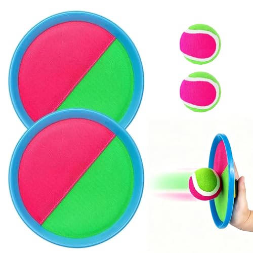 Fuantuda Captura Bolas Raqueta Set, Juego de Bola y Lanzamiento, 2 Palas y 2 Bolas, para Playa Agua Jardin Exterior Interior Piscina Terraza, Infantiles Adult 2 3 4 5 6 7 8 9 10 Años