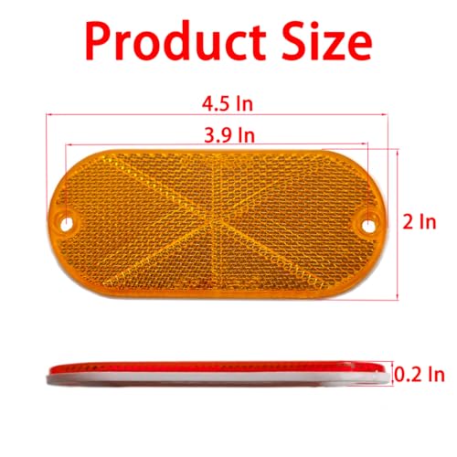 Image of BESULEN Car Oval Reflectors, 10pcs Automotive Wheels Motorcycle Reflective Stickers, Self Adhesive Safety Reflectors for Roads, Tunnels, Auto Security Reflectors with Mounting Holes (Red+Yellow)