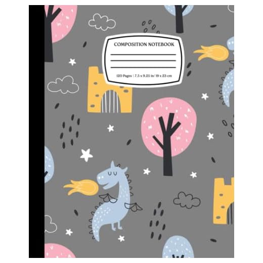 Cute Seamless Pattern With Dragon And Castle: Dragon Composition Notebook Journal for Kids, Teens, Adult | 120 Pages | Wide Ruled | 7.5 x 9.82