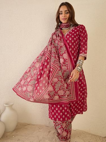 Image of INDO ERA Women Pure Cotton Kurta Set with Dupatta | Farsi Salwar Suit