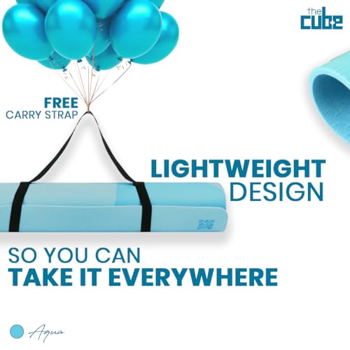 Image of The Cube Club Yoga Mats Extra Thick Non Slip Exercise Mats for Workout with Carrying Strap & Bag Eco Friendly AsanaTPE Yoga Mat for Men & Women 6MM Gym Mat (Aqua, 12 Month Warranty)