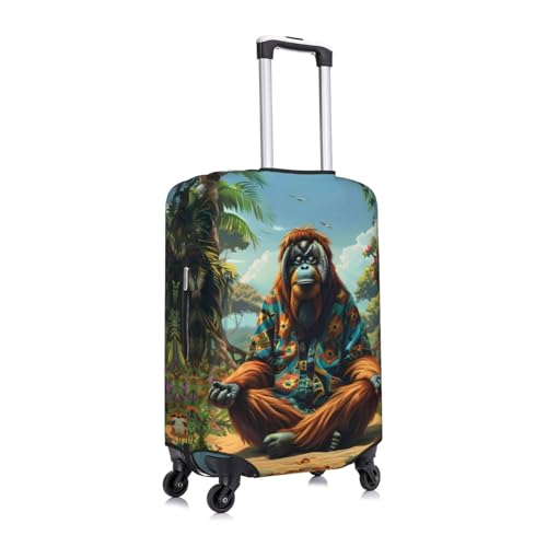 Forest Meditating Gorilla Luggage Cover Protector Anti-Scratch Washable Fits 18-32 Inch Luggage-X-Large3
