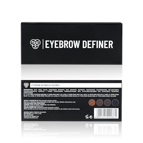 Image of PAC Eyebrow Definer Palette (4 colors) | Comes with 2-in-1 Angled & Spoolie Brush | Fine Buildable Powder Formula | Long Wearing & Blendable Shades | 4G