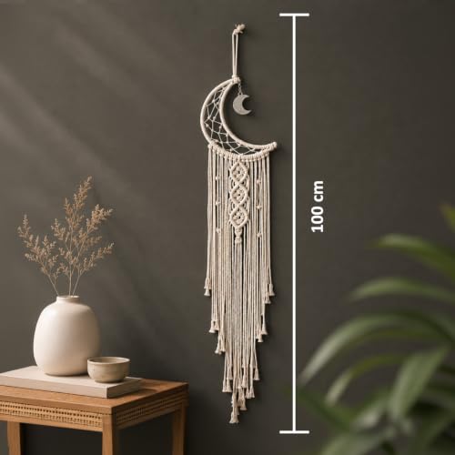 Image of Nostrae by Ekhasa Macrame Wall Hanging Leaves | Boho Wall Hanging Big Size | Handmade Macrame Wall Decor for Bedroom, Living Room, Balcony & Nursery | Boho Theme Home Decor Tapestry