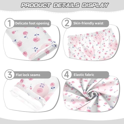 Small Roses and Love Hearts Girls Leggings,Workout Leggings for Girls Toddler Athletic Leggings Size for 3-10T3