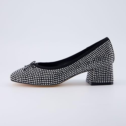 CUSHIONAIRE Women's Eiffel Rhinestone Bling Bow Flat with +Memory Foam and Wide Widths Available2