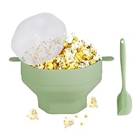 RZMZBY Ciotola per Popcorn,Popper per Popcorn per Microonde,Macchina per Popcorn in Silicone con Coperchio e Manico, per Feste in Casa, Serate Cinematografiche (indaco)