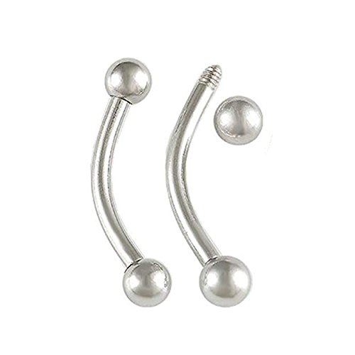 Wellpoint Unisex Silver Metal Stainless Steel Curved Barbell Titanium Helix Rook Lip Ring Bar Earrings 1