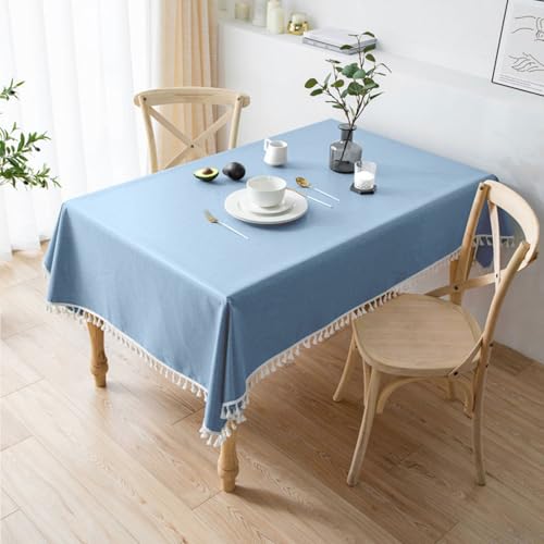 Nappe salle à manger rectangulaire moderne coton lin housse table imperméable - 4