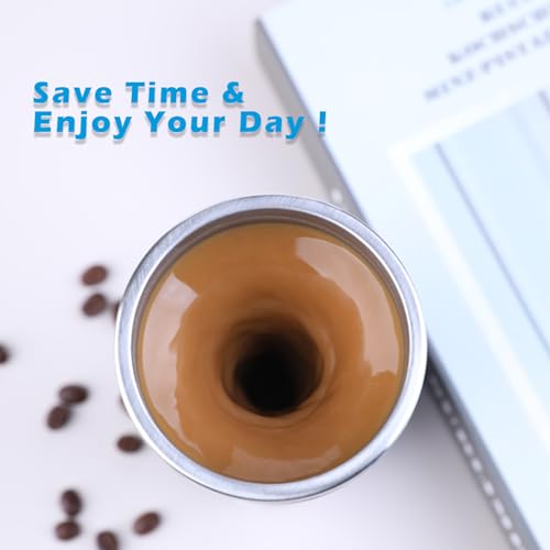 DaaSiGwaa Rechargeable Self Stirring Mug - Magnetic Electric Auto Mixing Stainless Steel Cup for Office/Kitchen/Travel/Home Coffee/Tea/Hot Chocolate/Milk-400 ml/13.5 oz(White) by daasigwaa - Image 2