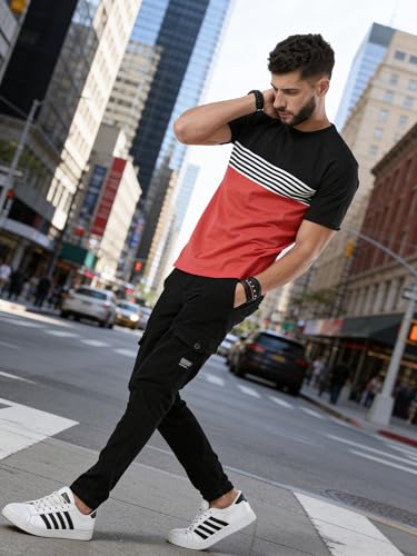 Image of fanideaz Mens Cotton Half Sleeve Striped Round Neck T Shirt