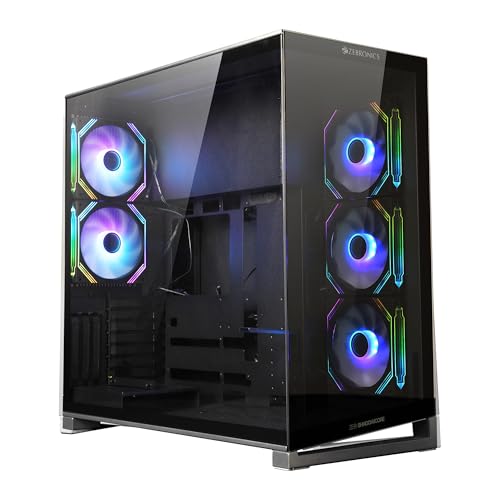 Image of Zebronics Premium Gaming Case, Full-Tower, EATX, ATX, 5 ARGB Fans, Upto 480mm AIO Support, Type-C, USB 3.0, Vertical GPU, Dual Chamber, Magnetic Dust Filter (Shadowcore, Black)