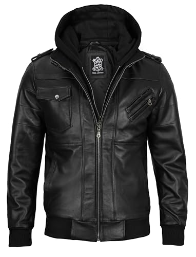 Decrum Detachable Hooded Leather Jacket Men - Casual Leather Jackets for Men with Hood3
