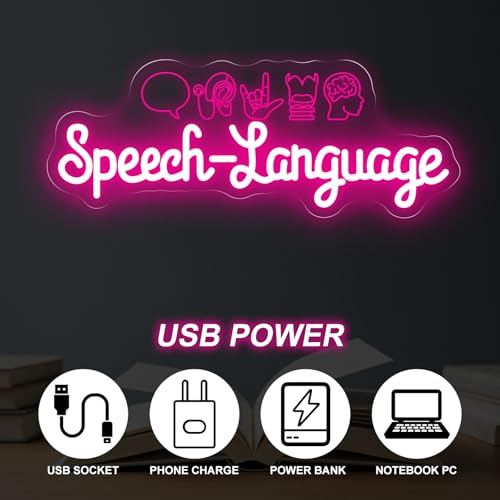Image of Speech Language Pathologist Neon Sign, Speech Room LED Sign | Speech Therapist Room LED Light,Therapy Classroom Decoration 17.7 inchx6.9 inch