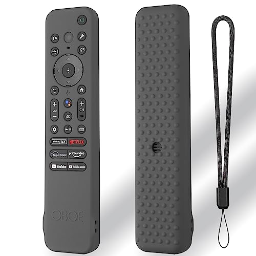 Image of OBOE Sony Bravia Smart TV Remote Cover - Compatible with RMF-TX910U, Voice Remote Protective Cover with Lanyard (Dark Grey)